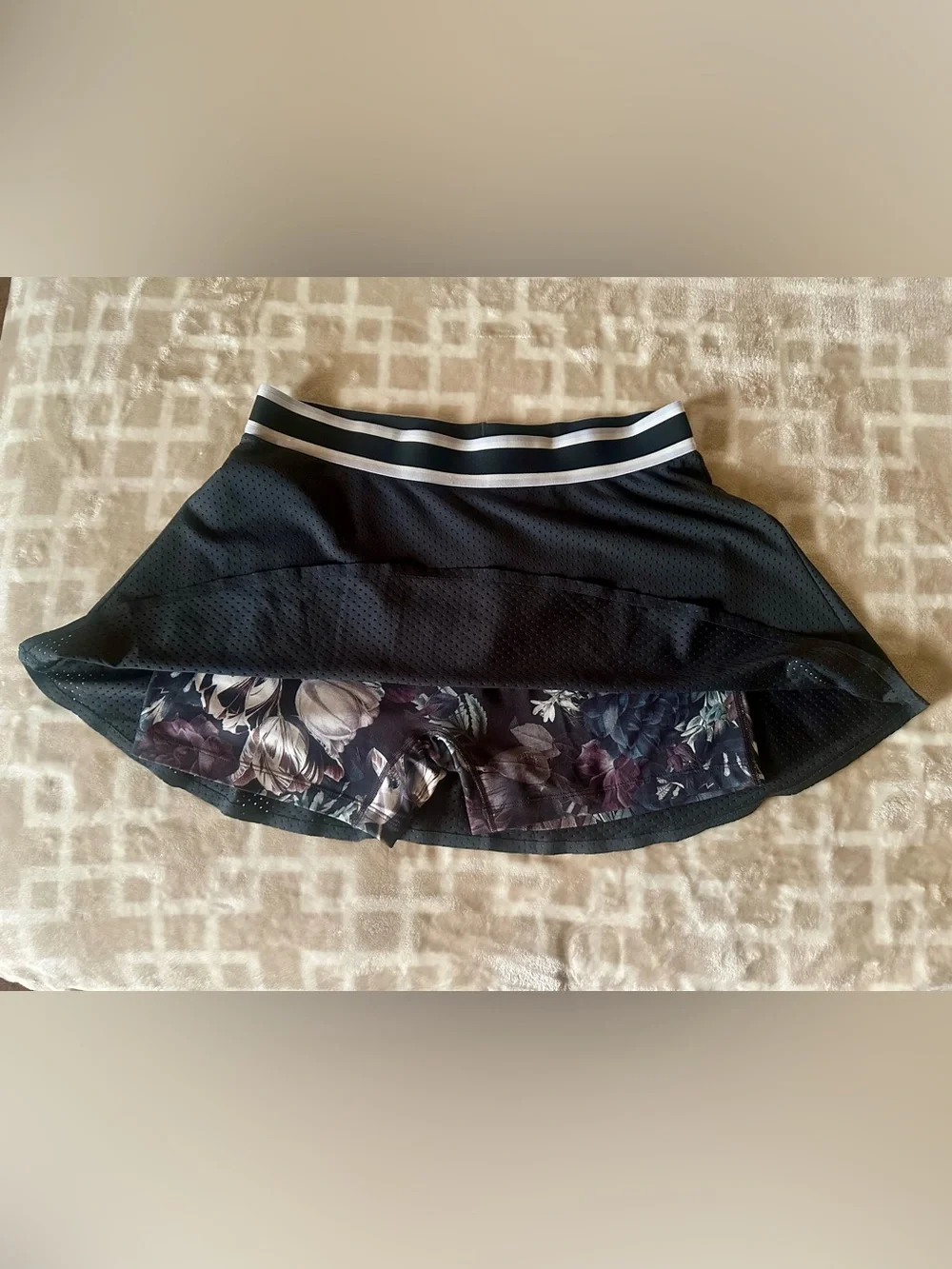 Nike Black Skort with White Stripe Waistband and Swoosh